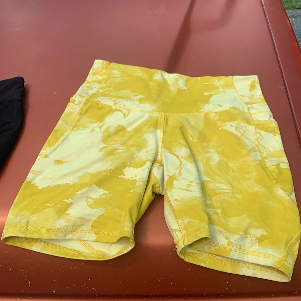 Yellow Tie Dye Bike Shorts WITH POCKETS!